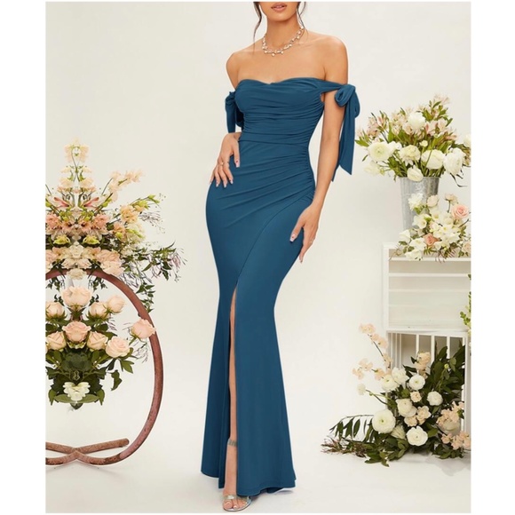 Off Shoulder Party Formal Evening Dress Wedding Prom - Picture 9 of 13